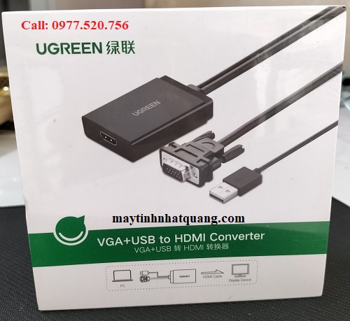 Cáp chuyển đổi VGA to HDMI + Audio Ugreen 40213 cao cấp